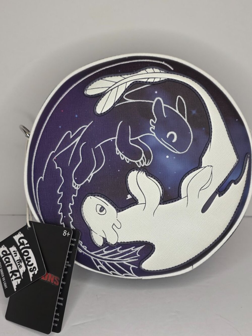 Loungefly Toothless Light Fury Glow in the Dark Crossbody Bag Double Sided